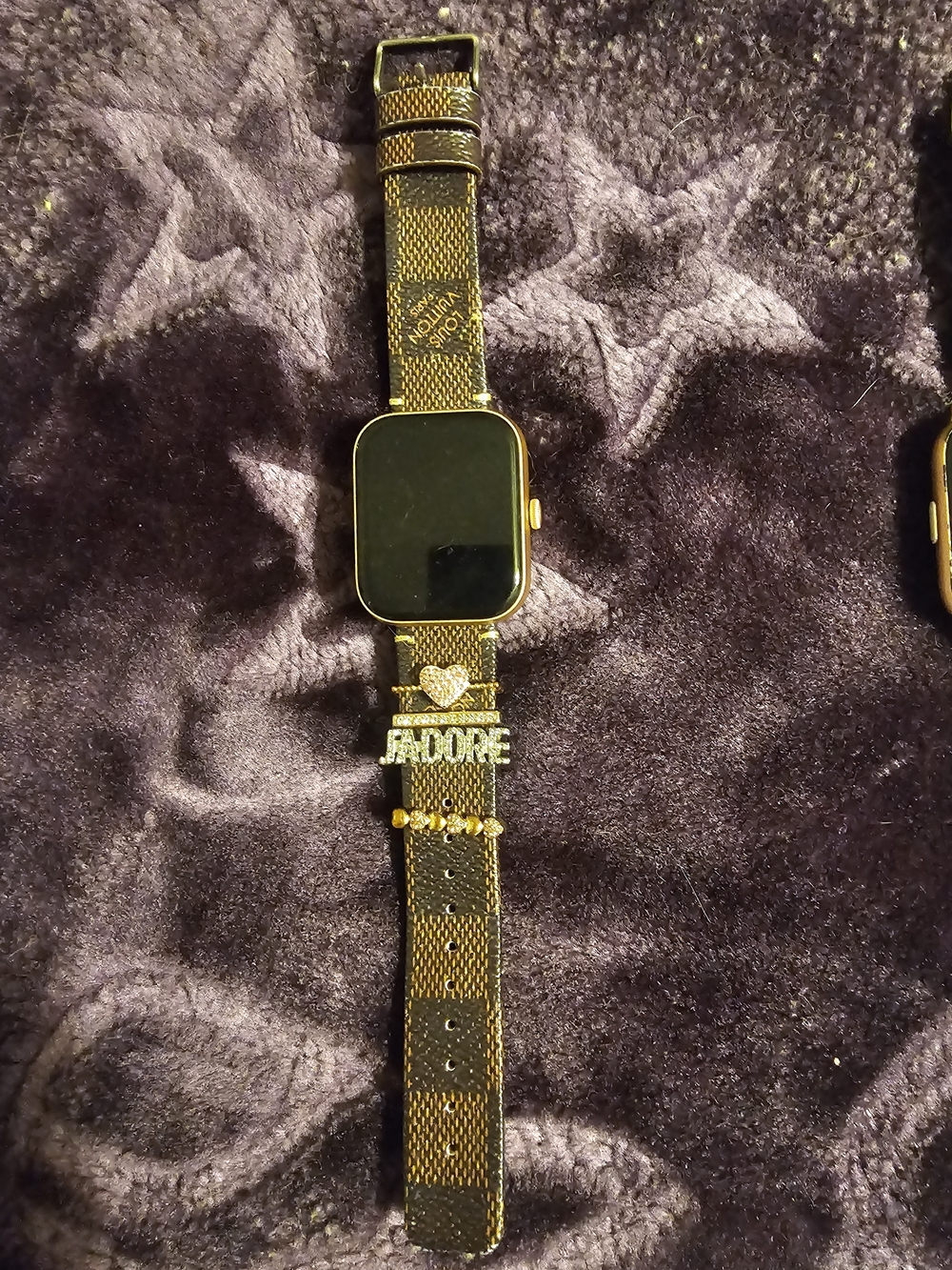 Louis Vuitton Gold-Tone Smartwatch with Mesh Logo Strap